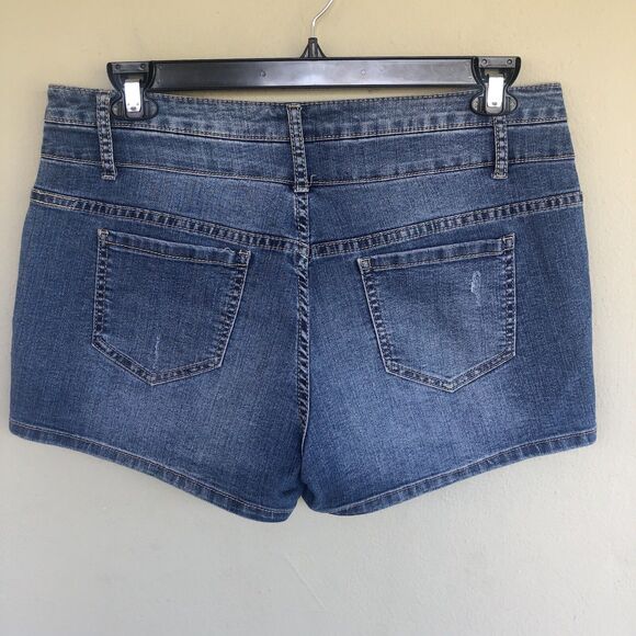 Bongo Shorts Women 11 High Rise Distressed Denim 3” Button Fly 90s Y2K VTG - Picture 5 of 8